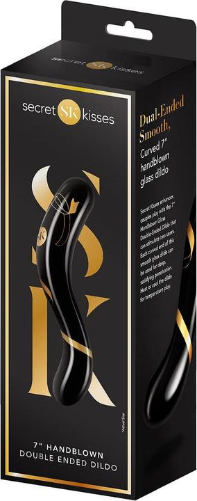 Produktbild Secret Kisses Handblown Glass Double Ended Dildo Black Gold (7")