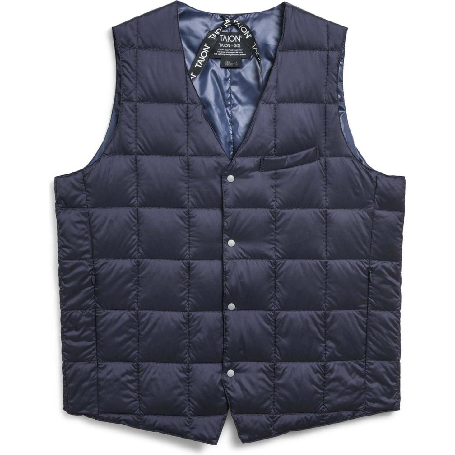 Taion, Herren, Weste, Ärmellose Daunenjacke mit Basic-Knopfleiste und V-Ausschnitt, Blau, (S)