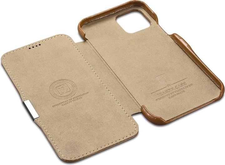 Produktbild iCarer iPhone 11 - Luxury Series Echtleder Flip Case Kastanienbraun (RIX1108-GG) (Apple iPhone 11)