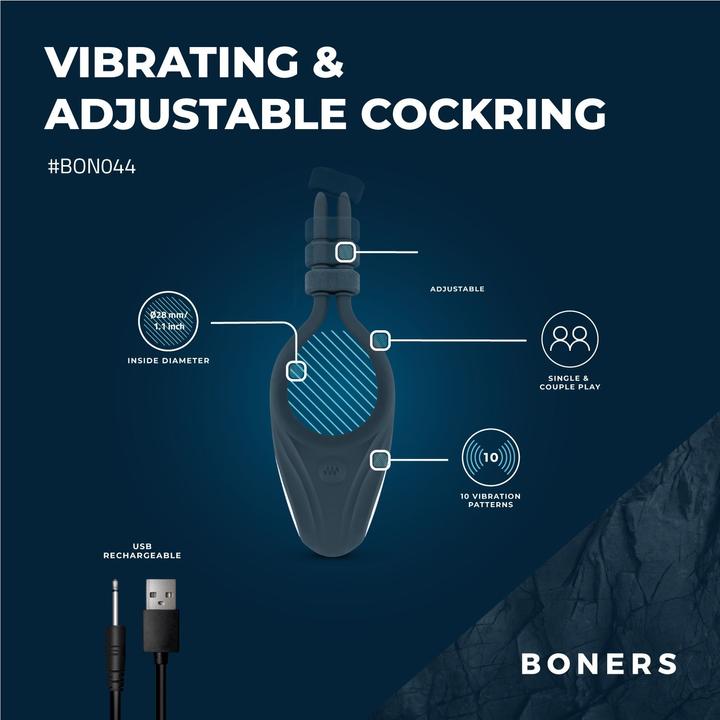 Actual product image Boners Adjustable Cockring - Blue (4 cm)