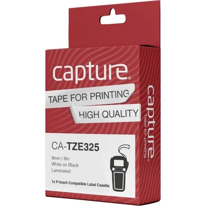 Thumbnail - Capture, Etiketten, 9mm x 8m White on Black Tape