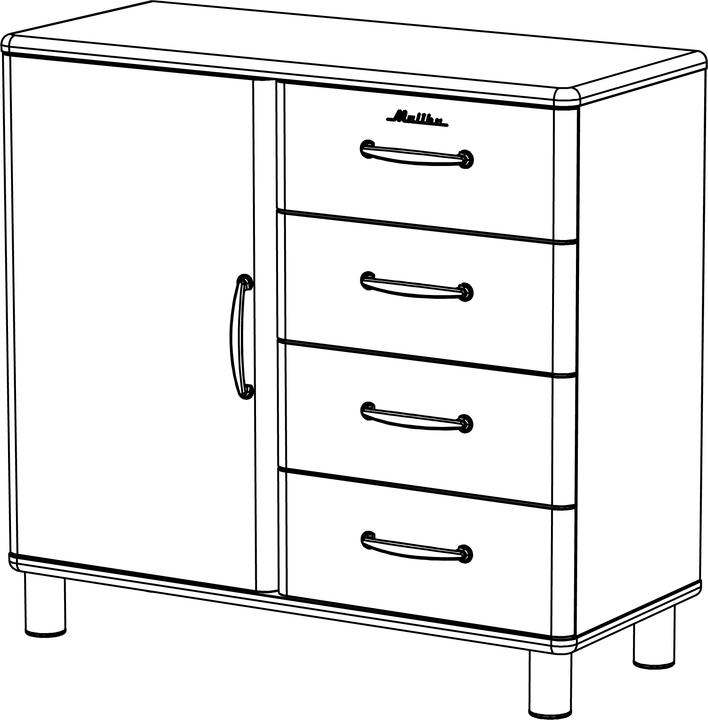 Produktbild tenzo Malibu Schrank Metall/Holzwerkstoff 98x41x92 cm (98 x 41 x 92 cm)