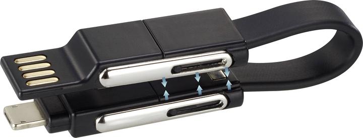 Actual product image Renkforce OTG 6-in-1 USB adapter cable, folds into a key ring thanks to magnets in the connector (0.20 m)