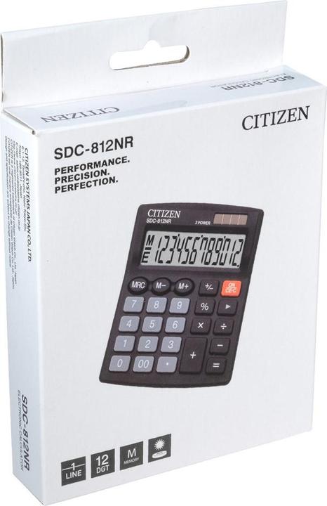 Actual product image Citizen Calculator SDC 812NR (Solar cells, Batteries)