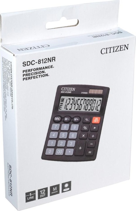 Actual product image Citizen Calculator SDC 812NR (Solar cells, Batteries)