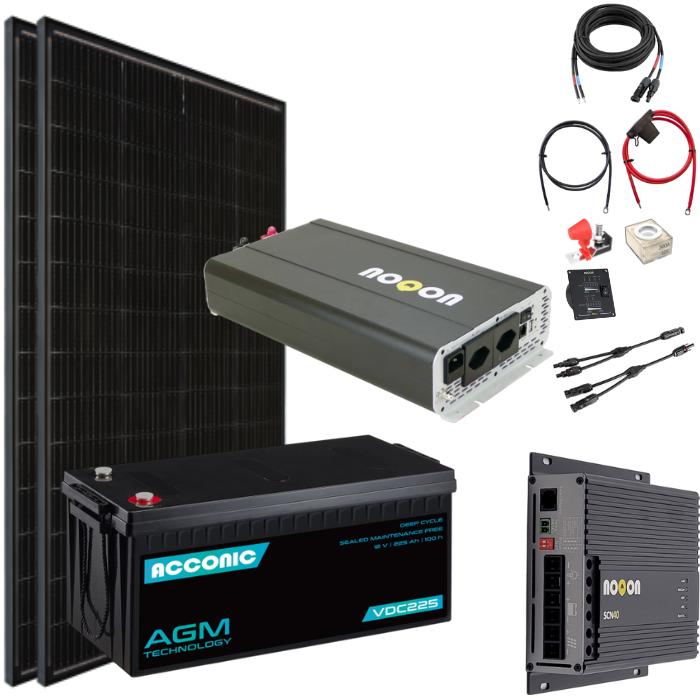 Noqon Solaranlage Komplett-Set LARGE - mit AGM Batterie (400 W)