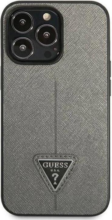 Produktbild Guess GUHCP14LPSATLG iPhone 14 Pro 6,1" srebrny/silver hardcase SaffianoTriangle Logo (Apple iPhone 14 Pro)