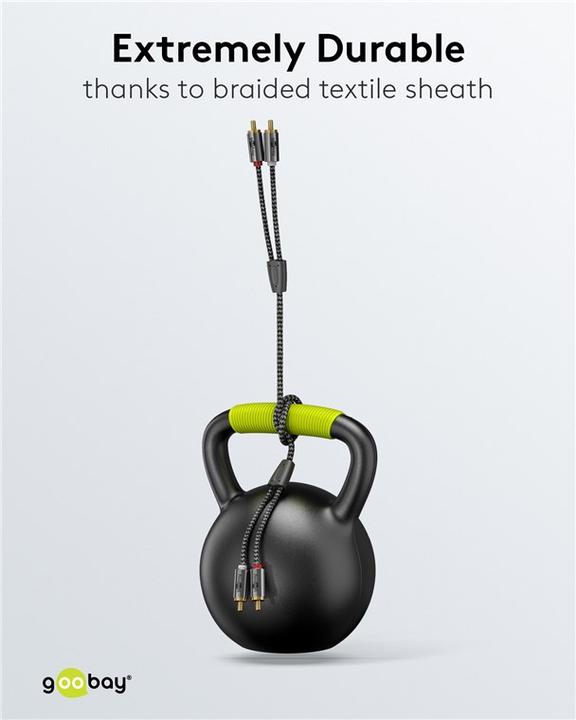 Actual product image Goobay Stereo cinch cable, 1 m, Sharkskin Grey (1 m, Cinch)