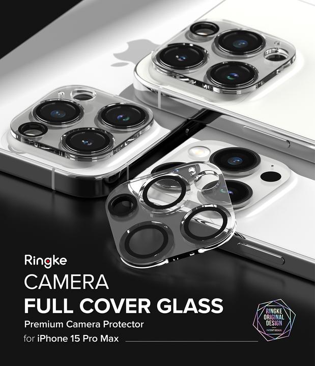 Actual product image Ringke iPhone 15 Pro Max Camera Styling Camera Island Protector Tempered Glass (2pcs) Transparent (2 Piece, Apple iPhone 15 Pro Max)