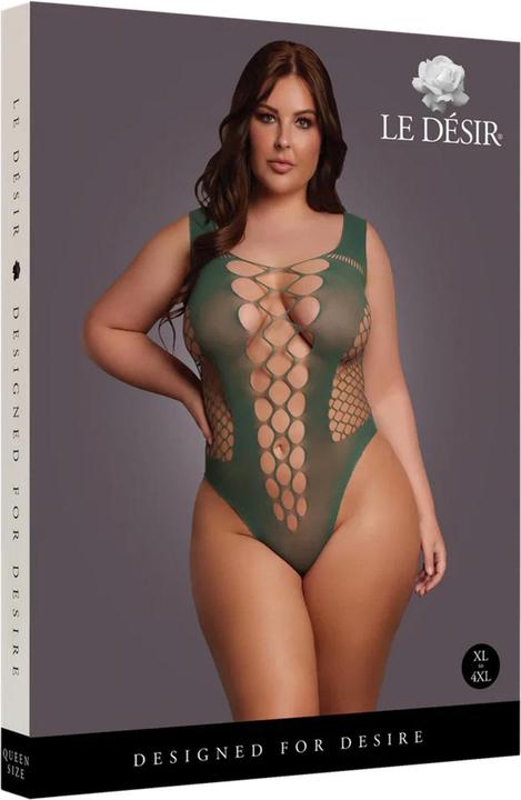 Le Désir V-Neck Teddy with Opaque Panels - Queen Size