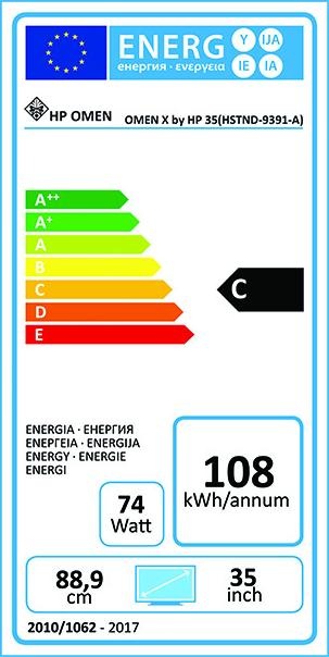 Energy Label HP Omen X 35 (3440 x 1440 pixels, 35.03")
