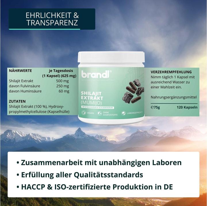 Produktbild Brandl Shilajit Extrakt (120 Stück, Kapseln, 75 g)