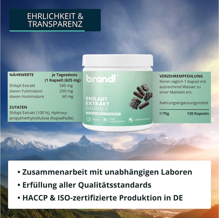 Produktbild Brandl Shilajit Extrakt (1 Stück, Kapseln, 80 g)