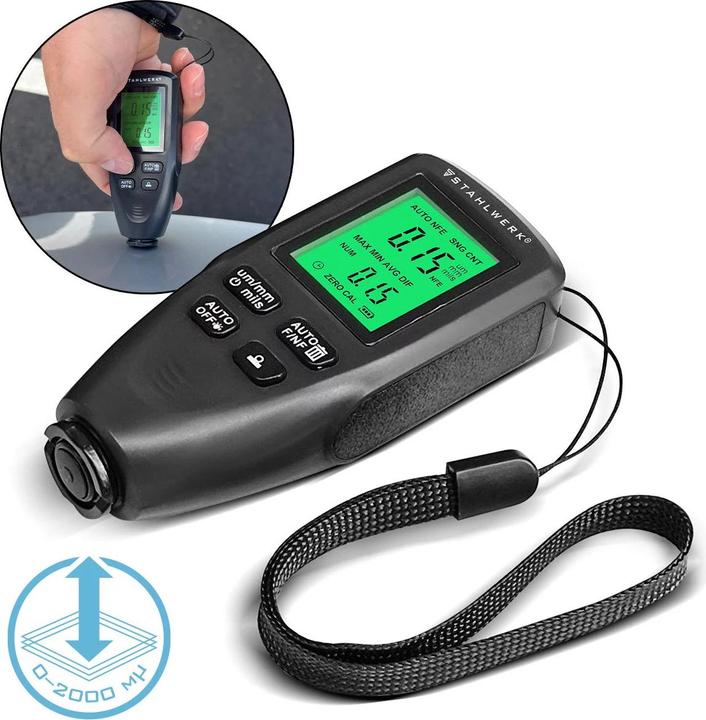 Stahlwerk Mini testeur d'épaisseur de revêtement Testeur de peinture avec sonde double (Jauge d'épaisseur de revêtement)