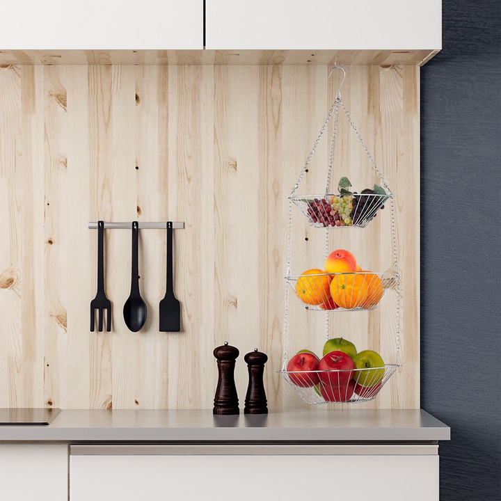 Immagine prodotto Relaxdays Portafrutta da appendere a 3 ripiani (28 x 28 x 73 cm)