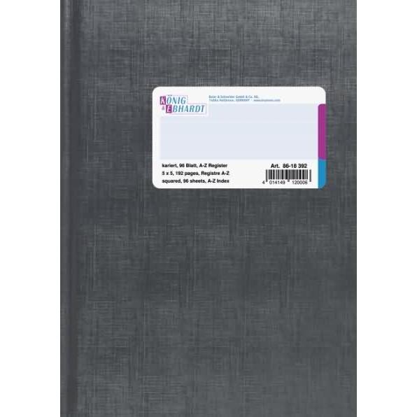 König & Ebhardt, Formular, Geschäftsbuch A5 kariert 96 Blatt Register hellblau (96 x)