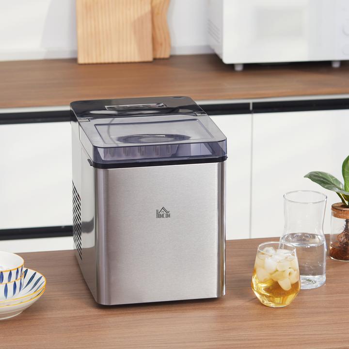 Produktbild Swisshandel24 Eiswürfelmaschine, 2, 1 Liter Wasser, 15 kg in 24 h, Selbstreinigend, Weiss, inkl. Eiswanne + Eissch