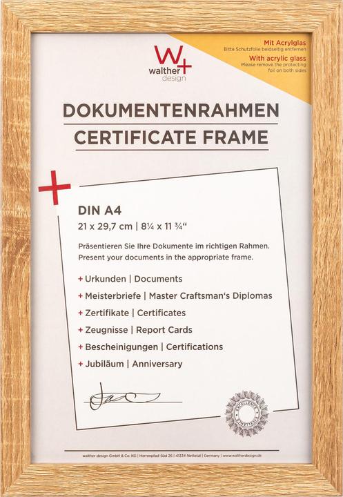 Walther Design Fiorito Houten lijst met kunstglas (21 x 29,7 cm)