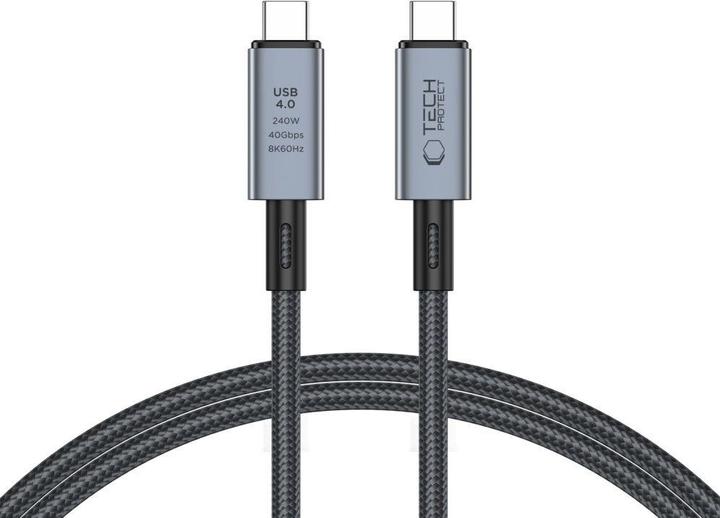 Produktbild Tech-Protect UltraBoost Max USB-C 4.0 / USB-C 4.0 PD cable 240W 8K 40Gbps 1m - gray (1 m, USB 4.0, 240 W)