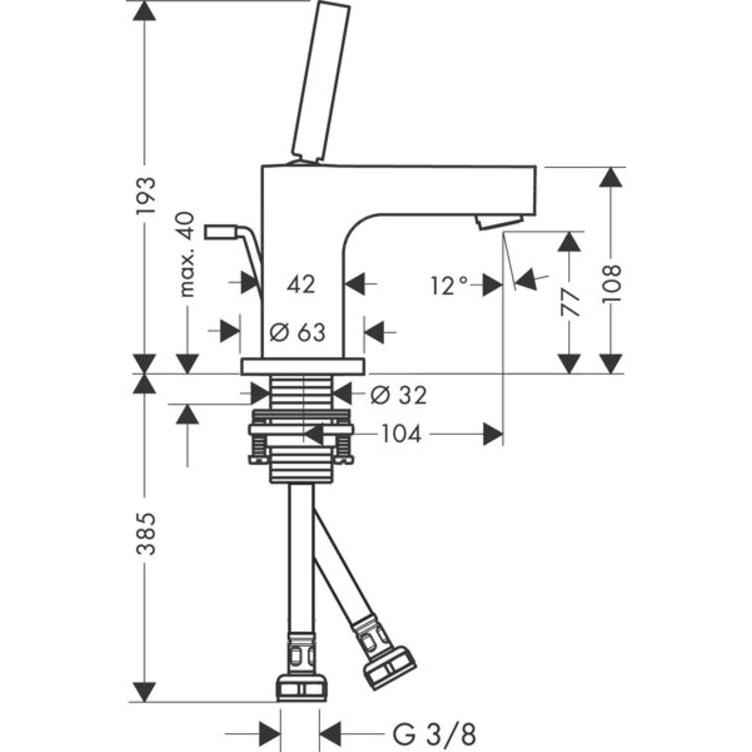 Thumbnail - Axor, Badarmatur, EH-WT-MI 80 CITTERIO DN 15 f HWB m ZAG 1 1/4" bru bl chrome