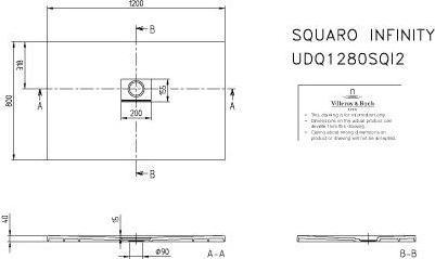 Produktbild Villeroy & Boch V&B Duschwanne SQUARO INFINITY R-eck1200x800x40mm anthrazit