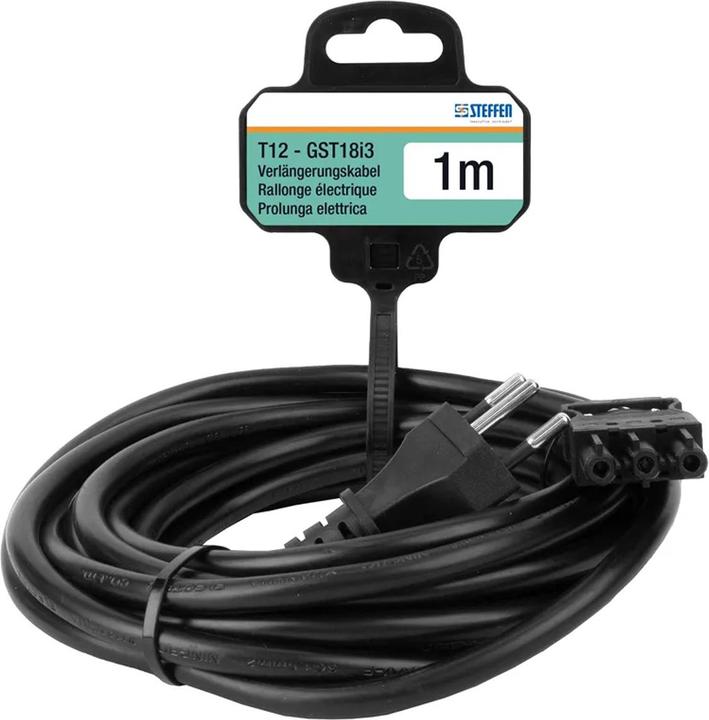 Produktbild Steffen Verlängerungskabel Td 3x1.5mm² 1m T12-GST18i3 sw (1 m, GST18)