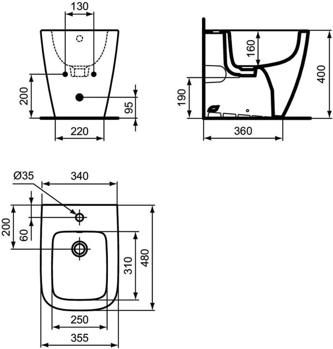 Productafbeelding Ideal Standard IDS staand bidet i.life S 355x480x400mm Wit