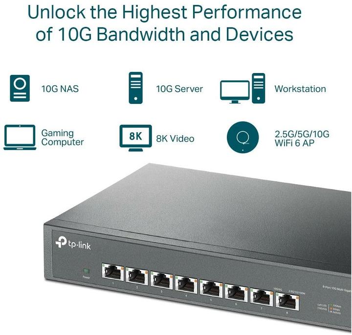 Image du produit TP-Link Switch Omada Unmanaged Switch 8 x 10G Ports TL-SX1008 8 Port (8 ports)
