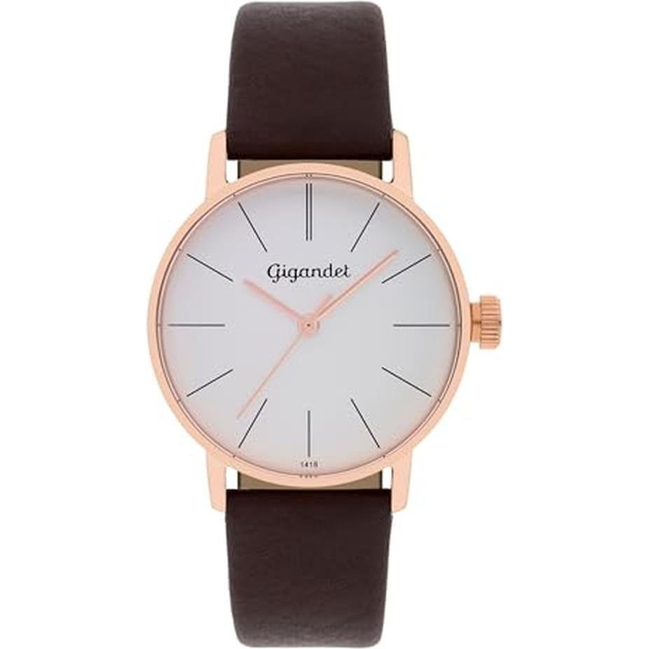 Gigandet, Orologio da polso, Dames analoog Japans kwartsuurwerk horloge met lederen armband 7VNAG43NE004 zilver, Argento, (Orologio da polso analogico