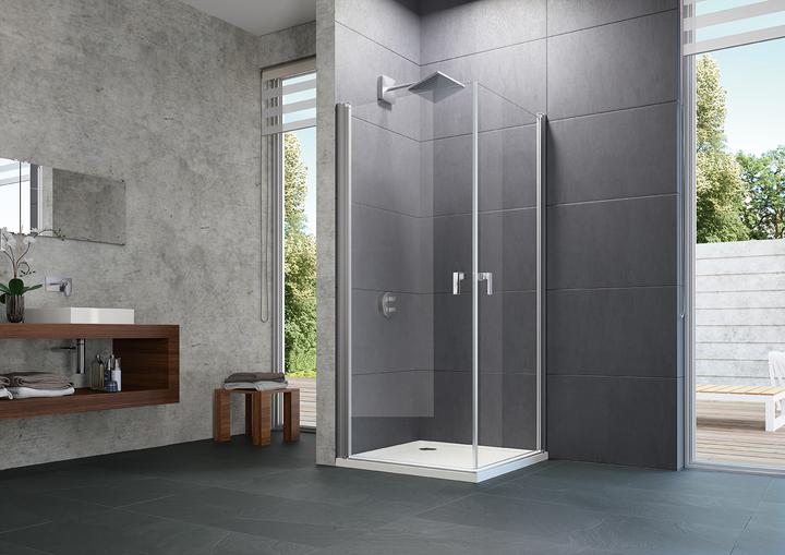Hüppe Design pure 4-Eck Schwingtür, Breite:88cm Höhe:200cm, Anschlag links & rechts (211 cm, 97 cm, 11 cm)