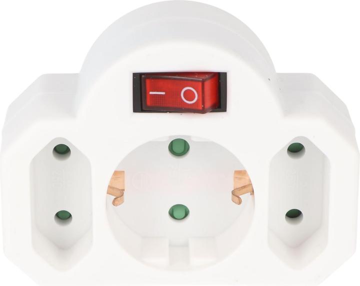 Actual product image Novidarte Multi-plug 3-in-1 with CH & Schuko (CEE 7/7, 2x)