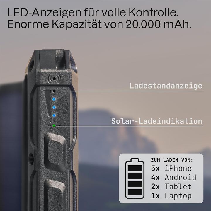 Image du produit Roboparts SP26W Handy-Solarladegerät für Camping und Outdoor (20000 mAh, 8 W, 74 Wh)