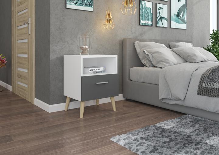 Actual product image ADRK Furniture LOGAN bedside cabinet with drawer (40 x 37 x 53 cm)
