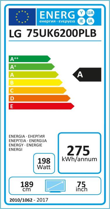 Energie-Label LG 75UK6201 (75", LCD, 4K, 2018)
