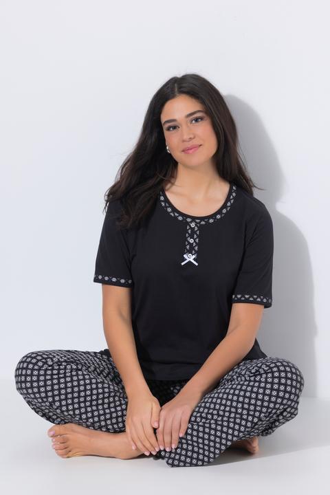 Produktbild Ulla Popken Pyjama, gemustert, Rundhals, Halbarm, Taschen (60)