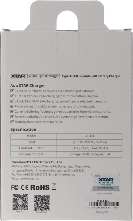 Produktbild Xtar VC4SL (1 Stk., 14500, 16340, 18500, 18650, 21700, 26650, AAA, AA, Akku)