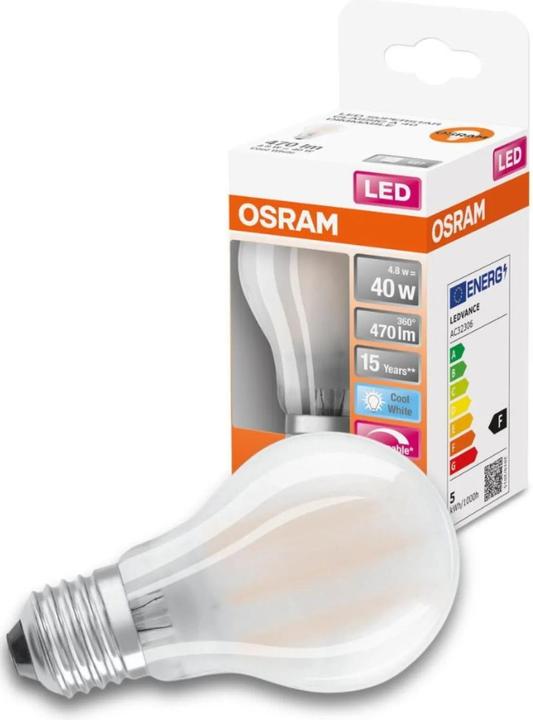 Actual product image Osram Superstar Classic A (E27, 4.80 W, 470 lm, 1 x, F)