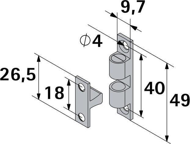 Image du produit Hettich Kugelschnäpper 49 x 9 x 10 mm