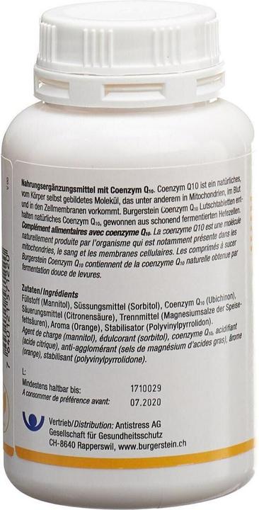 Nährwerte und Zutaten Burgerstein Coenzym Q10 (100 Stück, Tabletten, 124 g)