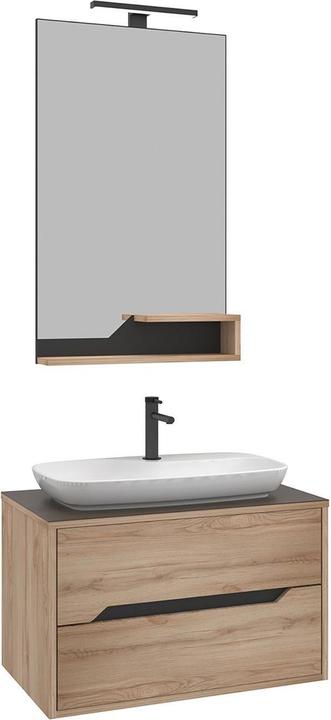 Actual product image Homitis Galia 80 v2 Bathroom Cabinet With Sink & Mirror Set (2 Pieces)