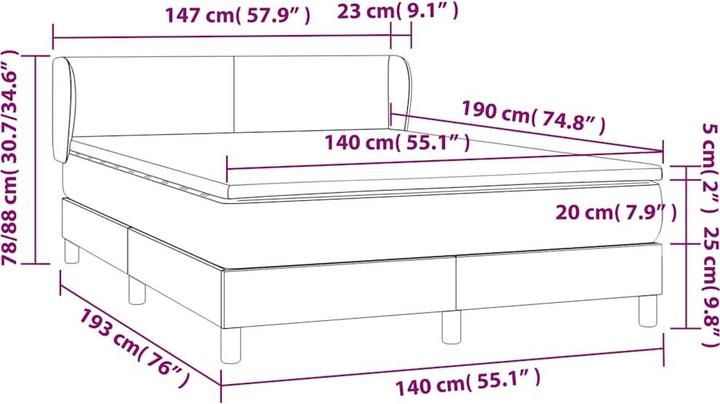 Image du produit vidaXL Boxspringbett (140 x 190 cm)