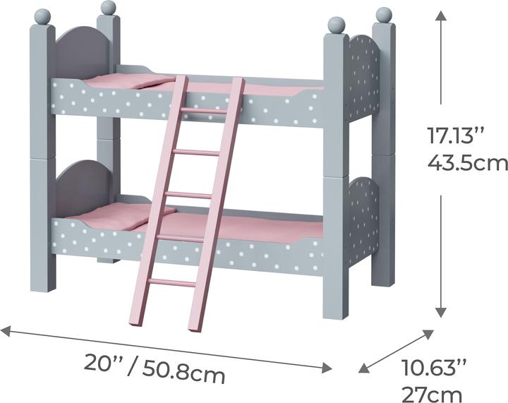 Actual product image Teamson Etagenbett Puppenbett aus Holz Puppenzubehr Puppen-Mbel Olivias World TD-0095AG