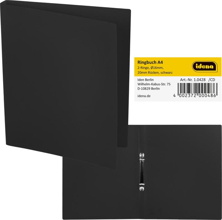 Actual product image Idena Ring binder A4 PP black 20mm 2 rings (A4, 20 mm)
