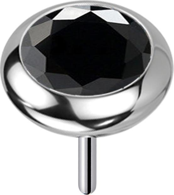 Produktbild Star Piercing Threadless silber Scheibe abgerundet Kristall schwarz (Titan, ohne Messing)