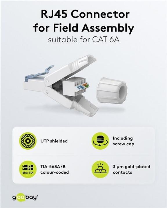 Produktbild Goobay CAT 6A UTP ungeschirmter RJ45-Stecker für die Montage vor Ort (Netzwerkkabel Stecker)