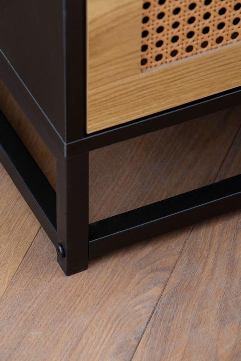 Produktbild FineBuy Nachtkonsole Nachtkommode Boxspringbett 45 cm Schwarz Wiener Geflecht (45 x 45 x 55 cm)
