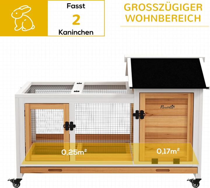 Produktbild PawHut Zwergkaninchenstall Tannenholz, Stahl Gelb