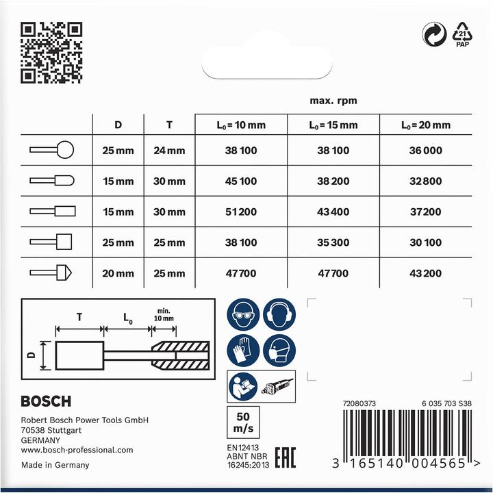 Image du produit Bosch Professional Zubehör Set de meules sur tige PRO Steel, 25 x 24, 15 x 30, 15 x 30, 25 x 25, 20 x 25 mm, G60, 5 pcs. (60)