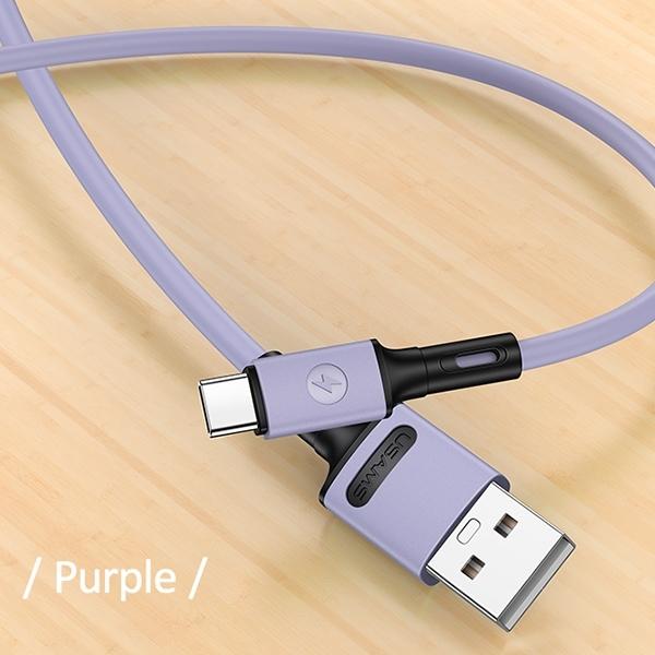 Actual product image Usams Cable U52 USB-C 2A Fast Charge 1m purpurowy/purple SJ436USB04 (US-SJ436) (1 m, USB 3.2 Gen 1)