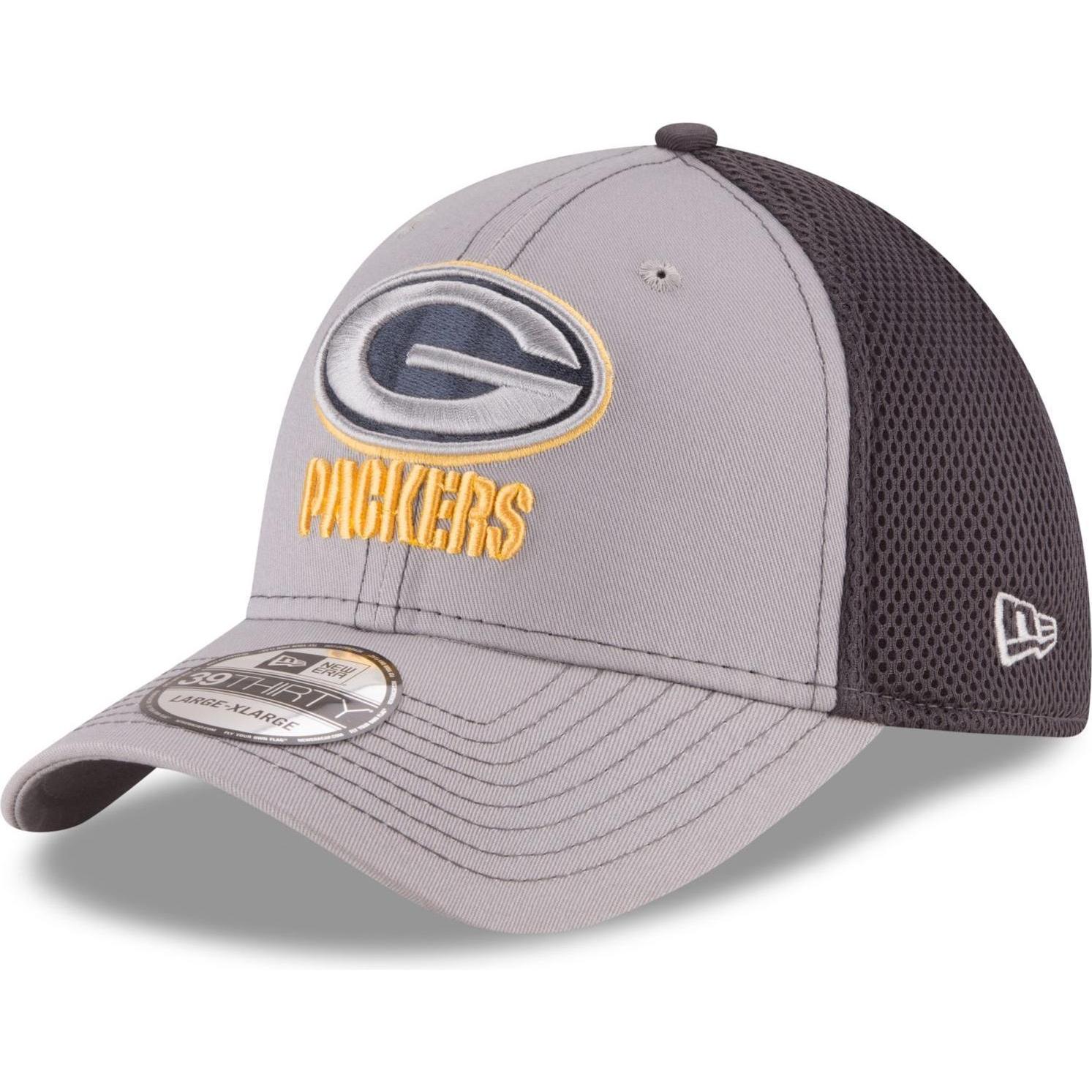 New Era, Herren, Cap, 39Thirty Stretch Mesh Cap - Green Bay Packers - S/M, Grau, (M)